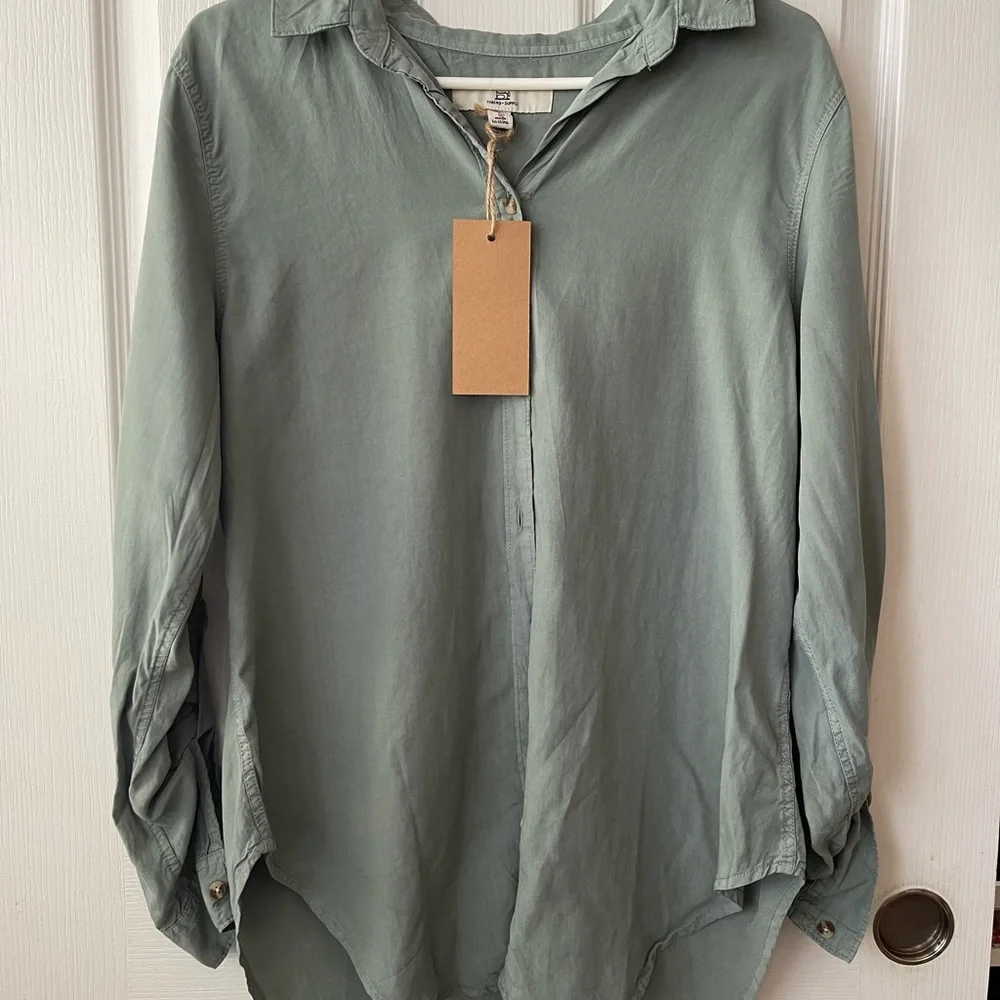 Thread & Supply Sage Green Button-Front Shirt - Picture 1 of 7